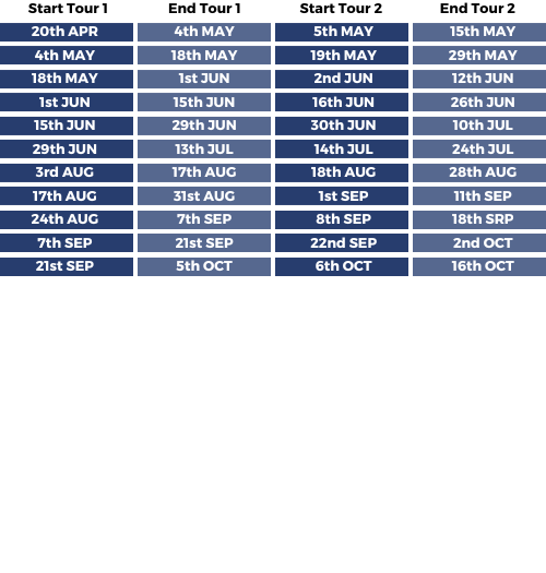 Departure Dates Departure Dates