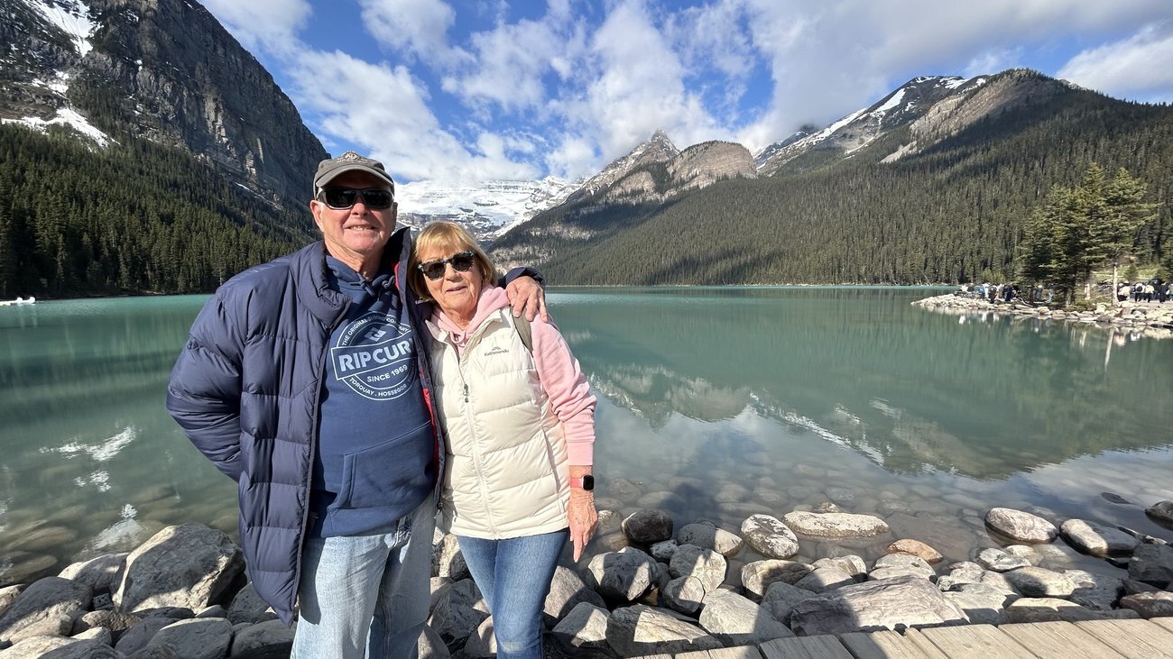 Traveller at Lake Louise, Canadian Rockies